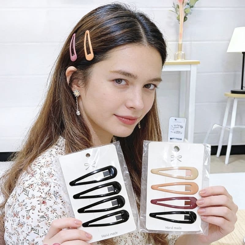 Kit 4/8 Unidades de Presilhas de Cabelo Tic Tac Grande 7cm - Cores Neutras e Marrom Preto Luxo