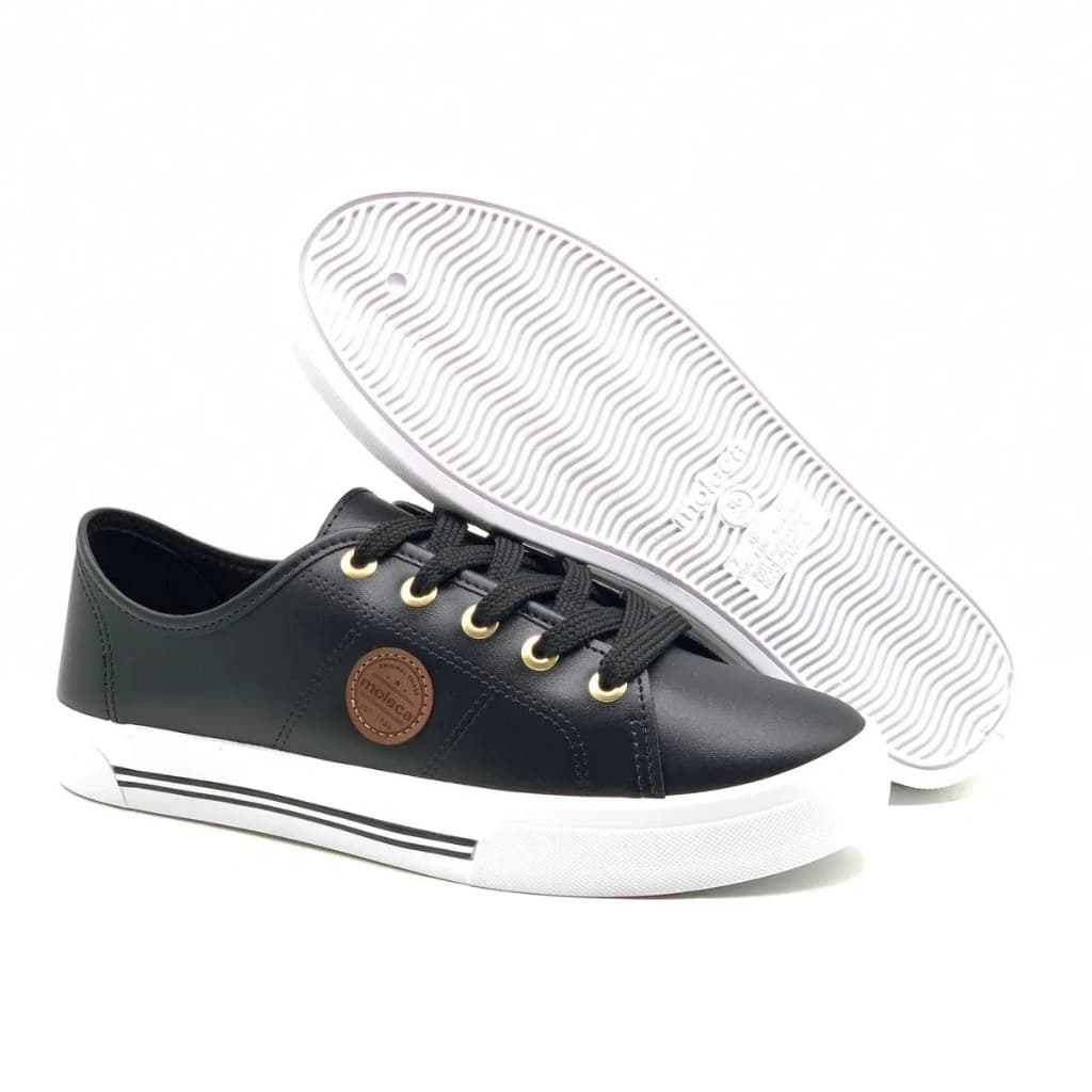 Tênis Moleca Feminino Preto Casual Confortável Original Básico Leve