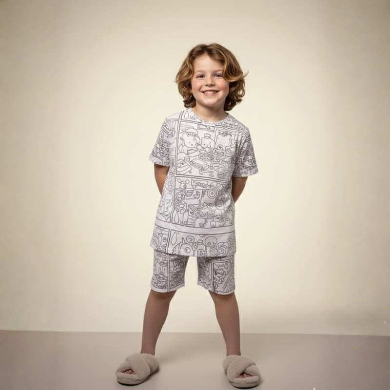 Pijama Infantil Faça Você Mesmo Roupa Para Colorir Pintada À Mão Dormir Em Casa/ Pijama Infantil Criança Colorir