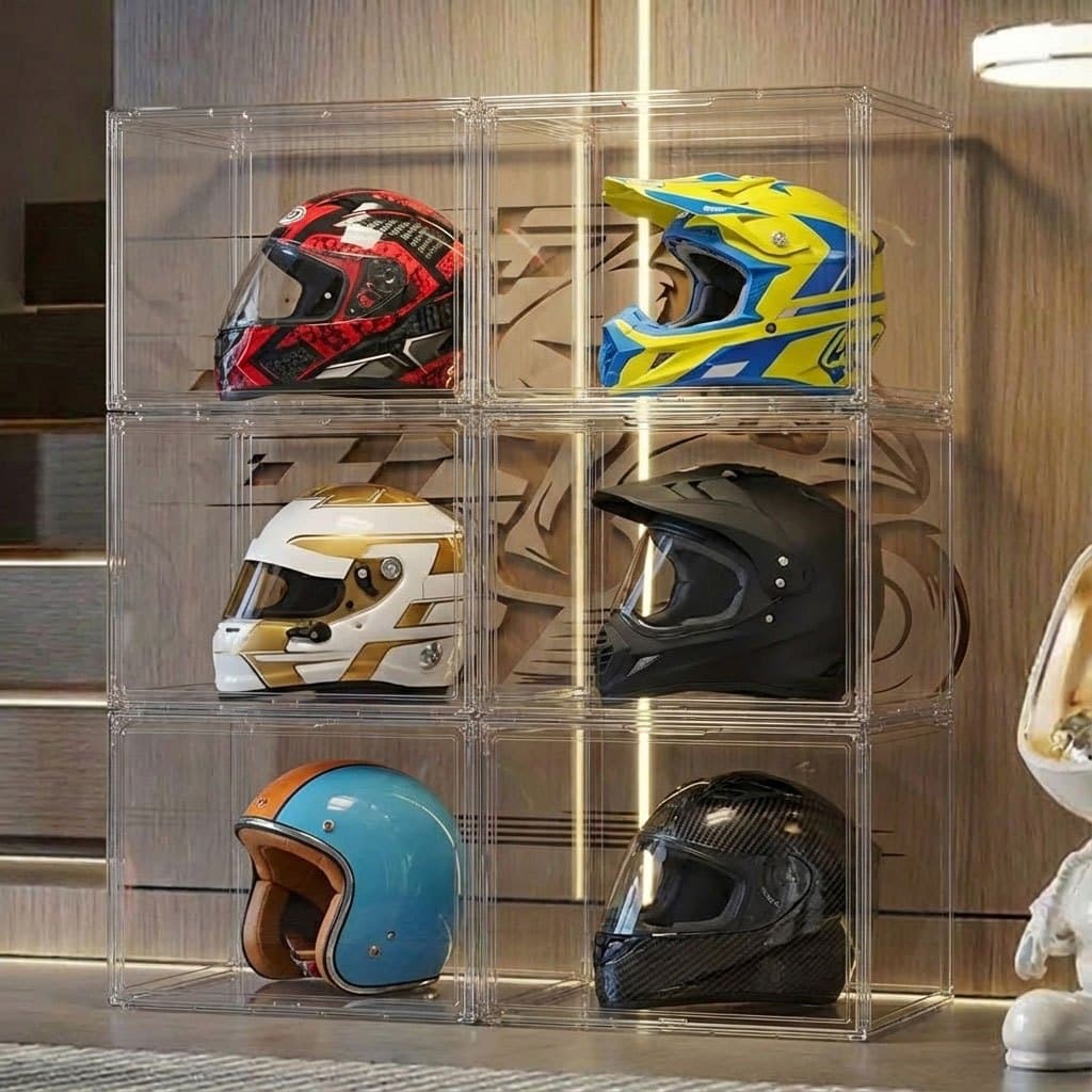 Caixa de exibição acrílico transparente com tampa 45*33*33cm para capacetes bonecos colecionáveis grandes