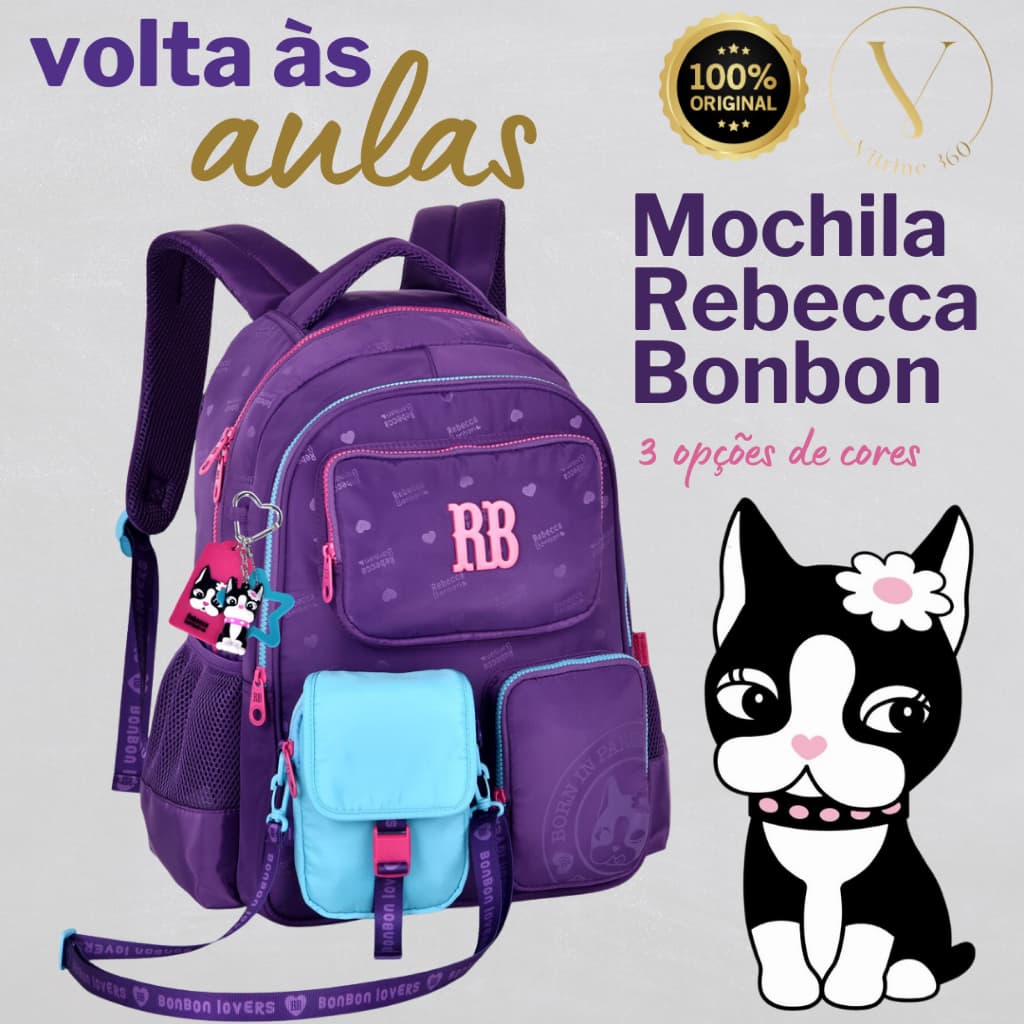 Mochila Rebecca Bonbon 2 em 1 Escolar Porta Notebook Bolsa Removível Original
