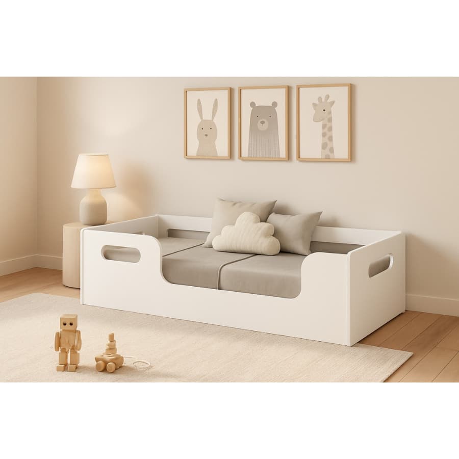 Mini Cama Infantil Montessoriana com grade de Proteção Quarto Juvenil Menina Menino Caminha Cercado