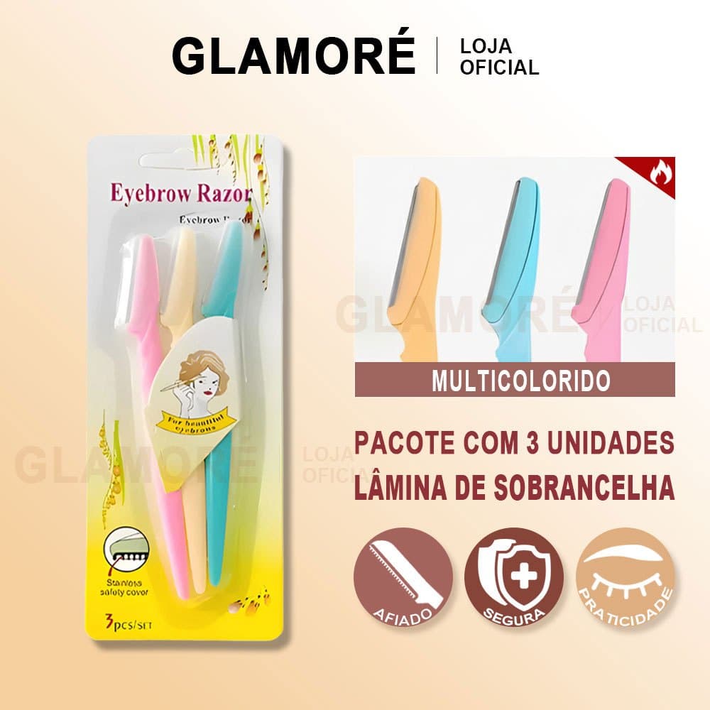 Kit de Lâminas para Aparar Sobrancelhas e Rosto 3 Unidades - SkinCare