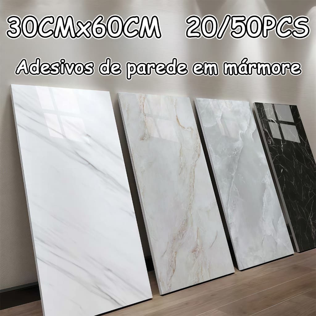 Kit 20/50 Placas Adesivas 3d Mármore De Parede Relevo Lavável 30cm X 60cm