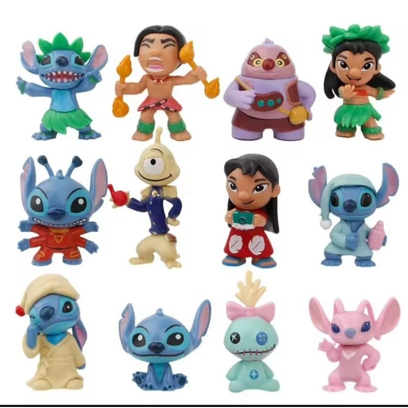 Coleção com 12 bonecos pequenos Lilo & Stitch