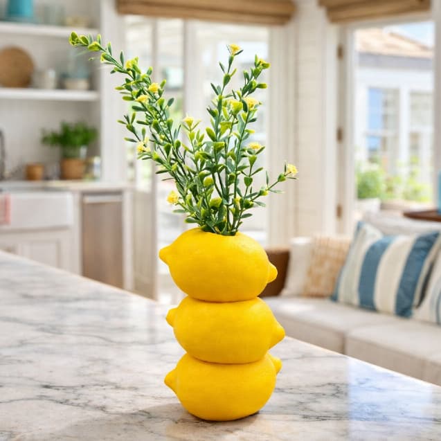 Vaso Decorativo Limão Siciliano em Impressão 3D | Design Minimalista Moderno para Verão