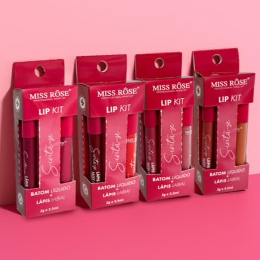Lip Kit Sinta-se batom líquido + lápis labial Miss Rose