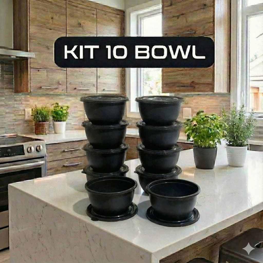 KIT 10 PEÇAS BOWL 600ML ORGANIZADORES DE ALIMENTOS