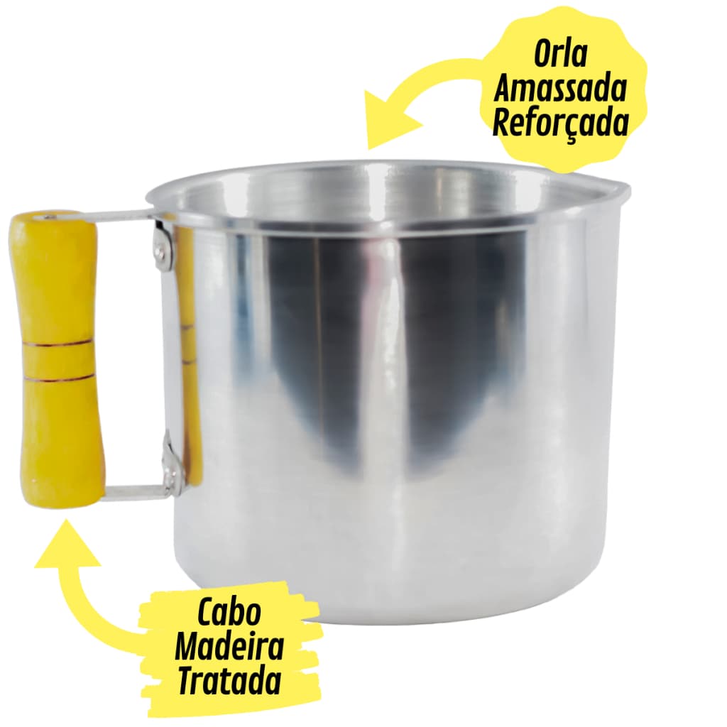 Canecão Fervedor Em Aluminio Cabo de Madeira 5 Litros Com Orla Nº 20