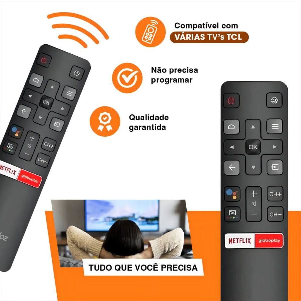 Controle Remoto Para Tv Tcl 4k Smart Android Teclas Netflix E Globoplay