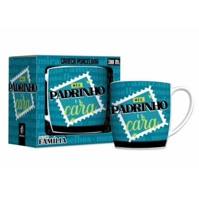 Caneca Porcelana Urban 300ml Família - Meu Padrinho é o Cara