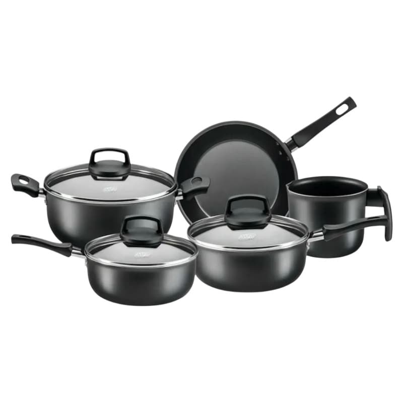Jogo Conjunto Panela Para Cozinha Enxoval Pra Casa 5 Peças Grafite