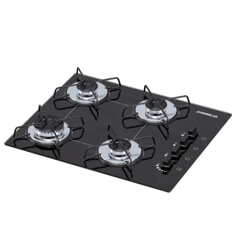 Fogão Cooktop Chamalux a Gás 4 Bocas Ultra Chama com Acendimento Automático Preto Bivolt