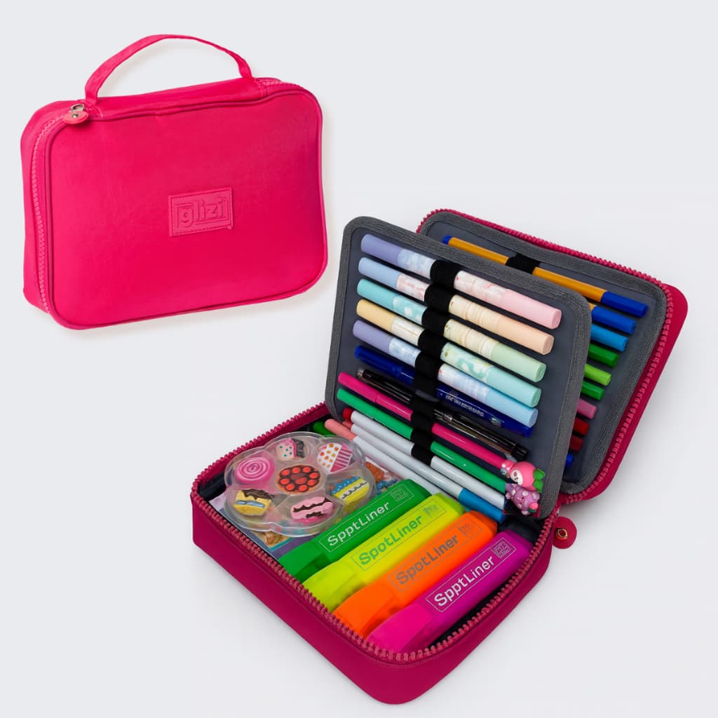 Estojo Box Escolar / Necessaire Com Alça e Divisórias / Estojo MakeUp