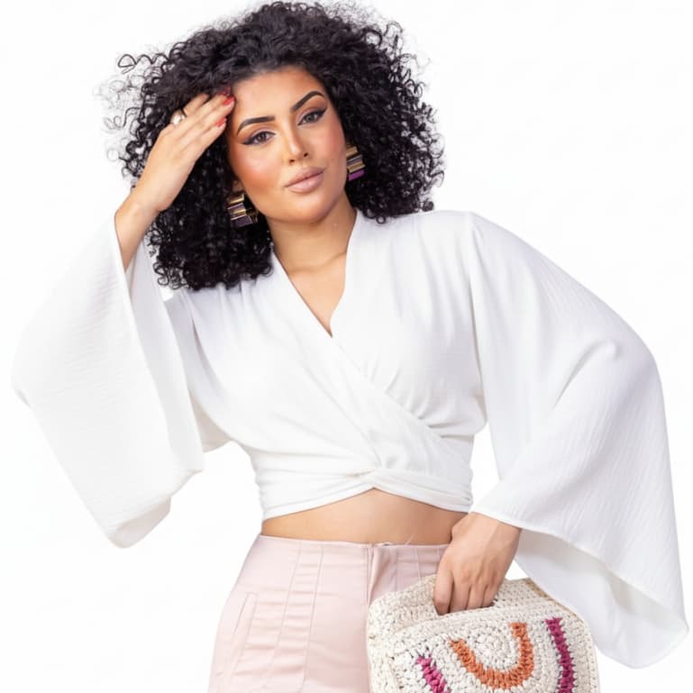 Blusa feminina Multiformas Manga Kimono Amarração Versátil Elegante Blusinha Verão