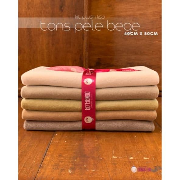 kit PLUSH tons BEGE Aveludado para Naninhas - 5Tecidos 40x80cm