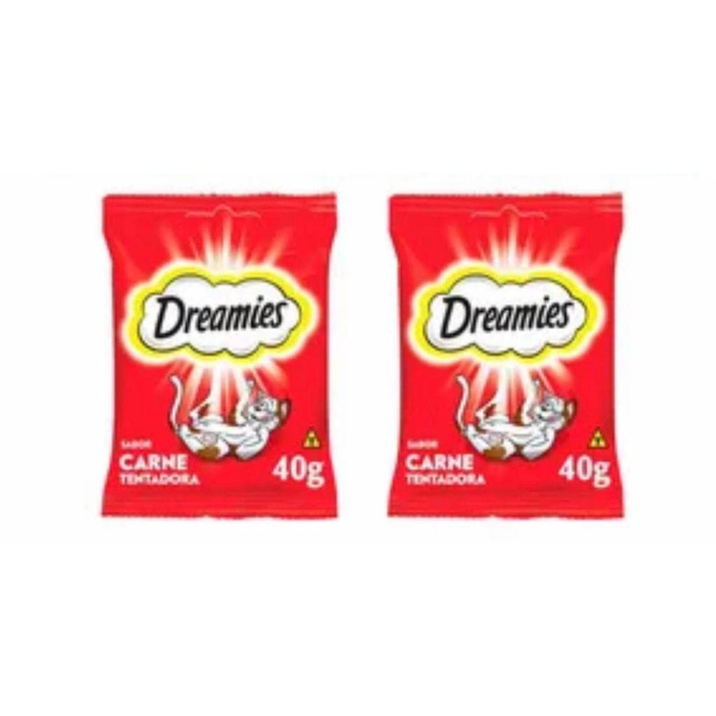 KIT 02 DREAMIES SABOR CARNE TENTADORA 40G PETISCO GATO CARNE TENTADORA SABOROSO GATO CARNE SOBREMESA DELICIOSA
