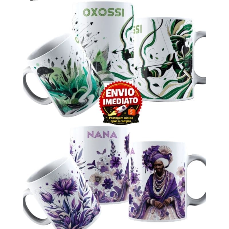 Caneca Cerâmica 325ml Umbanda Orixás Religião