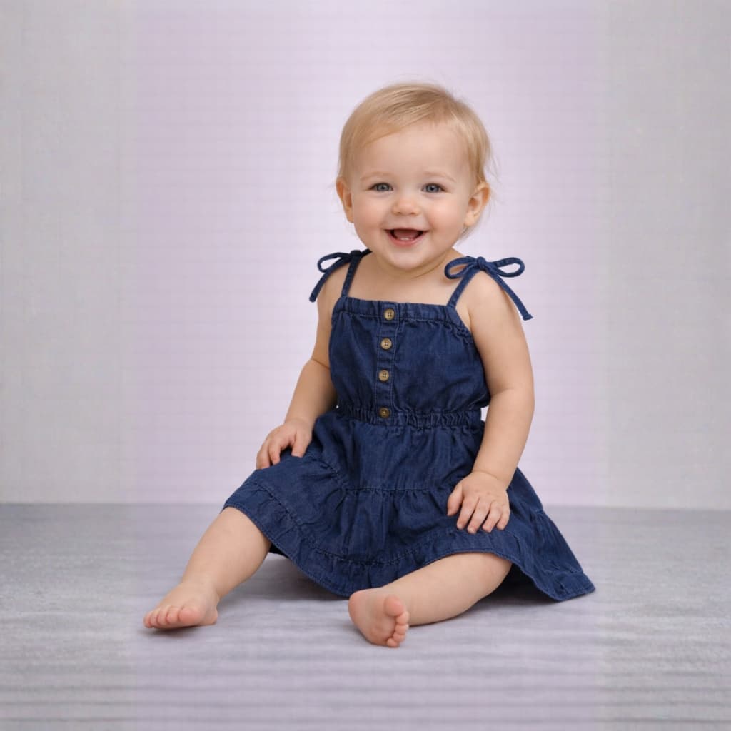 Vestido Infantil Menina Bebê P M G Alça Ajustável, Elástico na Cintura, Leve e Confortável