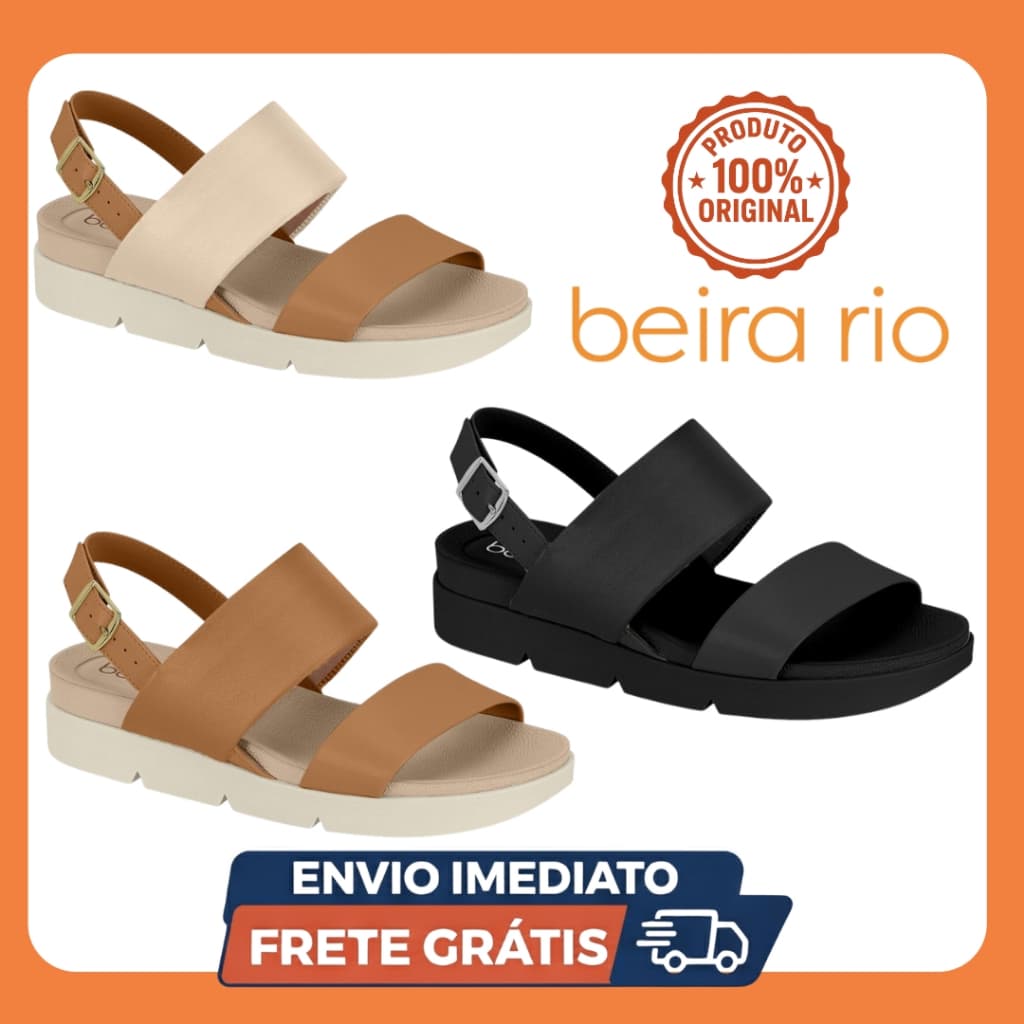 Sandalia Feminina Beira Rio Tamanco Papete Rasteira Ortopedica Confortavel ENVIO IMEDIATO