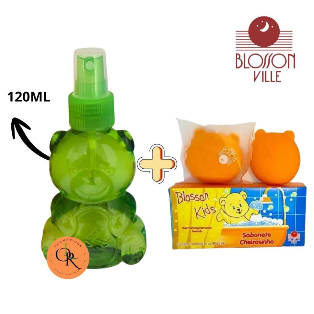 Colônia infantil ORIGINAL Blosson Kids Fresh 120ml (SEM CAIXA) + 1CX com 2 Sabonetes em barra 80g cada BLOSSON VILLE