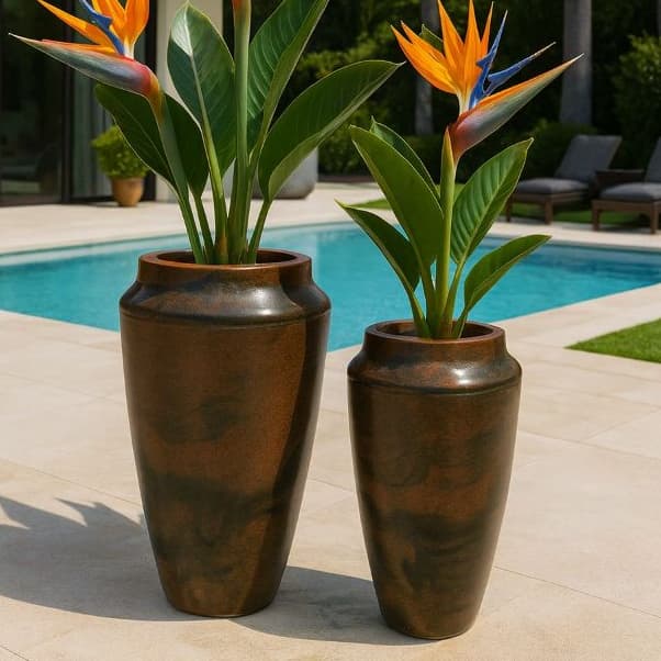 Kit 2 Vasos para Plantas modelo Egípcio P e M 34cm de Altura e 56cm de Altura