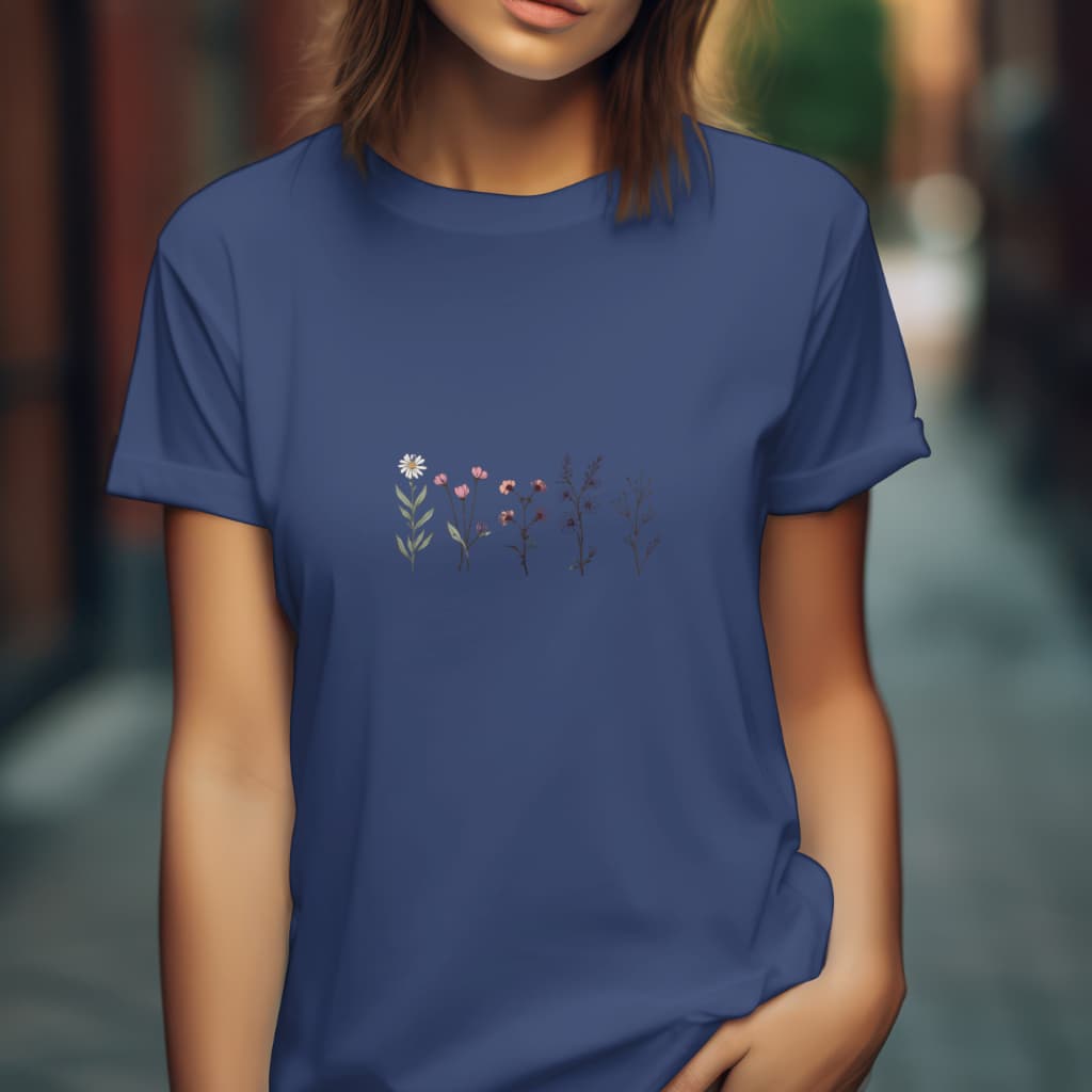Camiseta Feminina T-shirt Flores O Camisa 100% Algodão