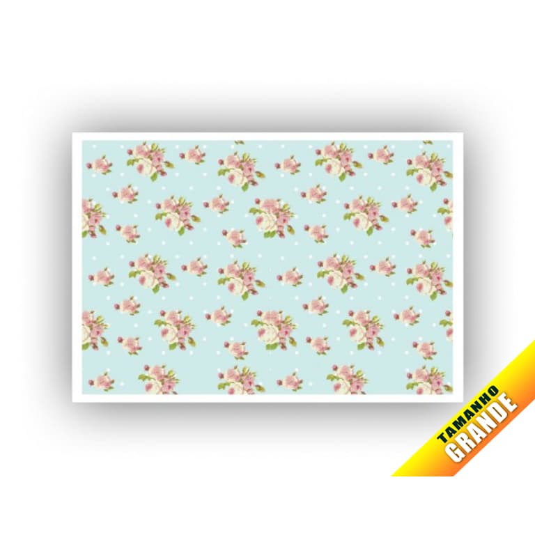 Papel Arroz Floral Azul para Bolo Grande 30x40cm de 7kg M003
