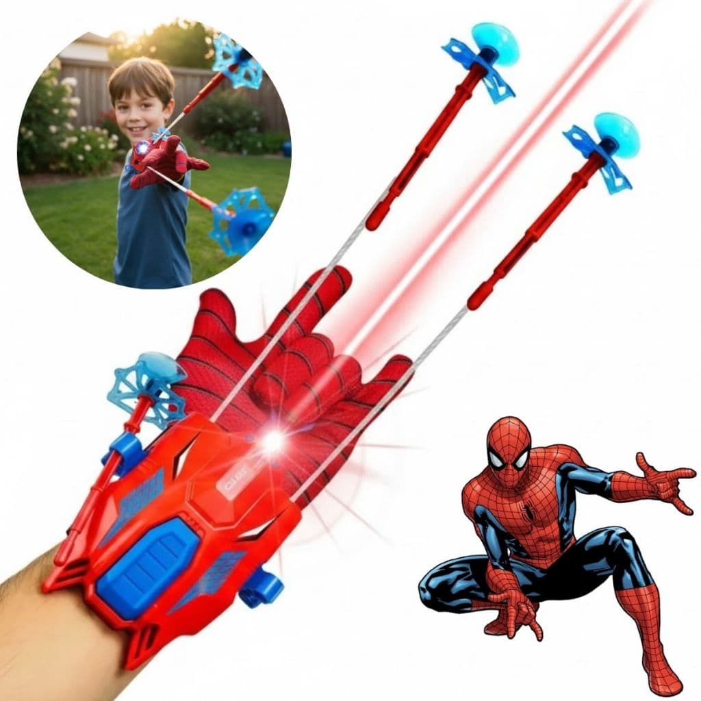Brinquedo Luva Lançadora de Teia Homem Aranha Infantil Dardos com Ventosa Herói Spider Man