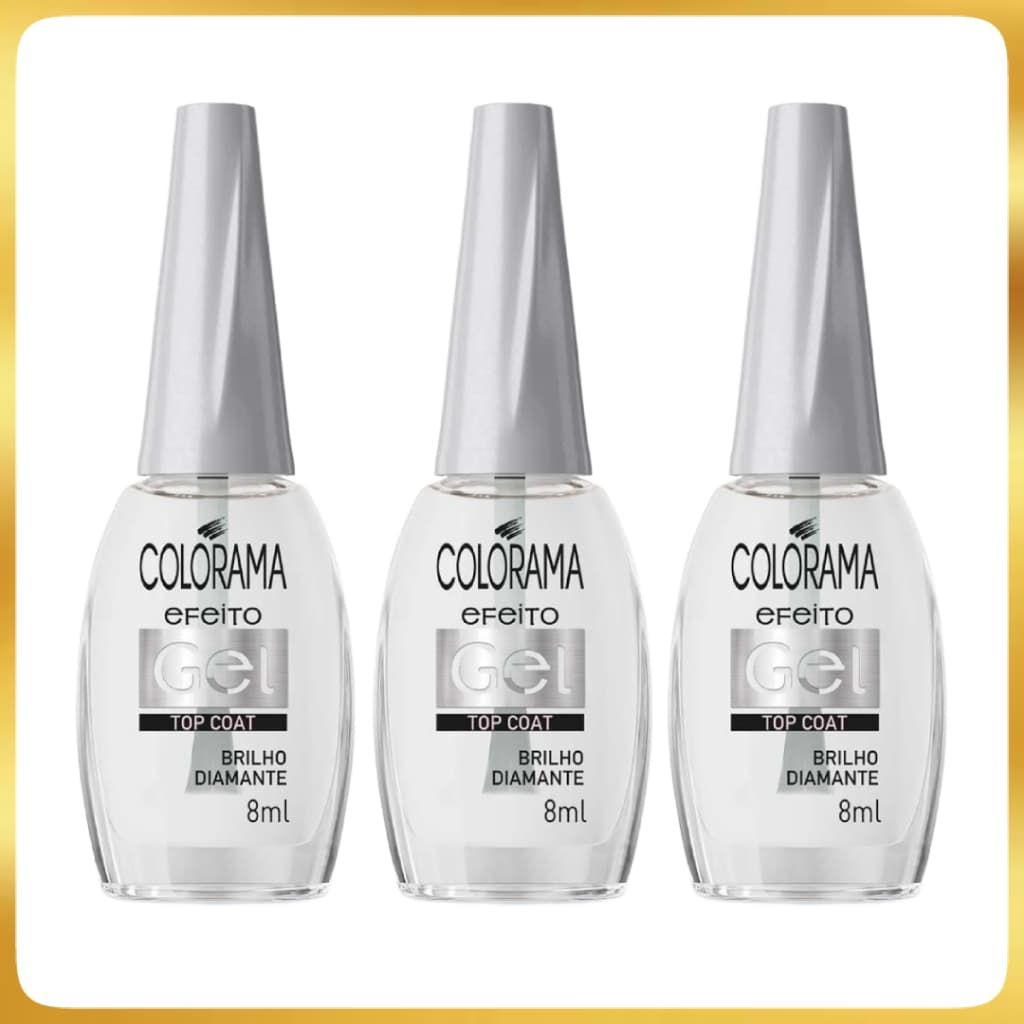 Kit Esmalte Colorama Top Coat Efeito Gel Brilho Diamante 8ml Cor Transparente