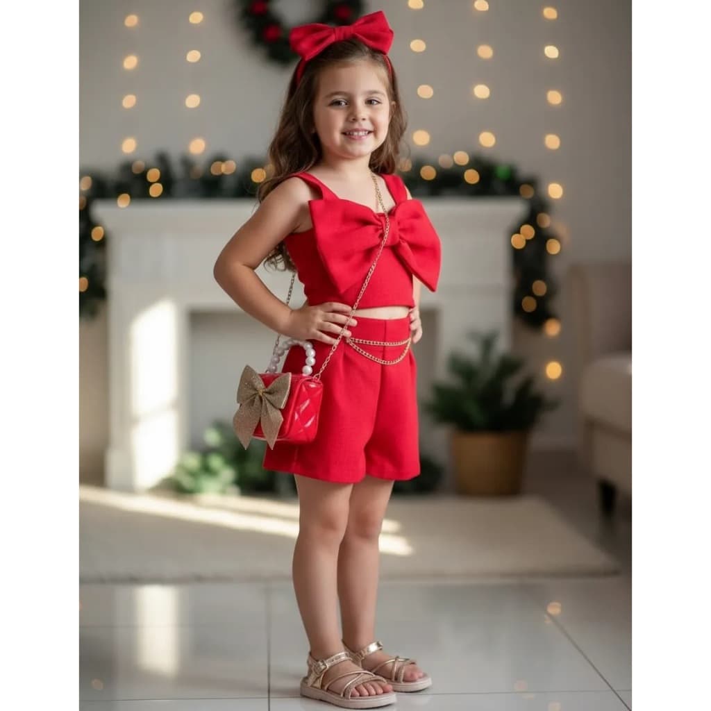 Conjunto Infantil Menina Laço Mini Diva Roupa Fashion Festa Juvenil 2 ao 14