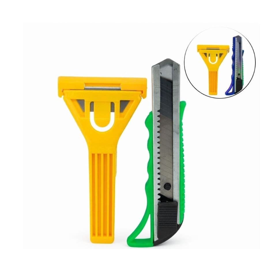 Kit Estilete Largo de Plástico 15cm 2 Peças com Trava