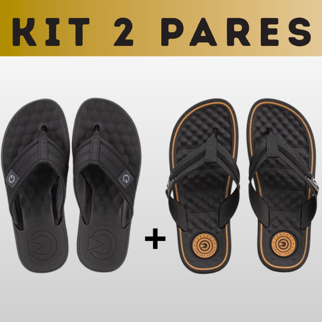 Kit 2 Pares Chinelo Masculino Sandalia Power Antistress Tiras Reforçadas Antiderrapante Macio Borracha