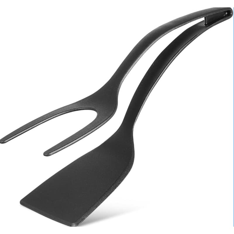 Espátula de silicone para 2 em 1 espátula antiaderente para segurar e virar ovos de pão, pinças de cozinha - Em Casa Tem