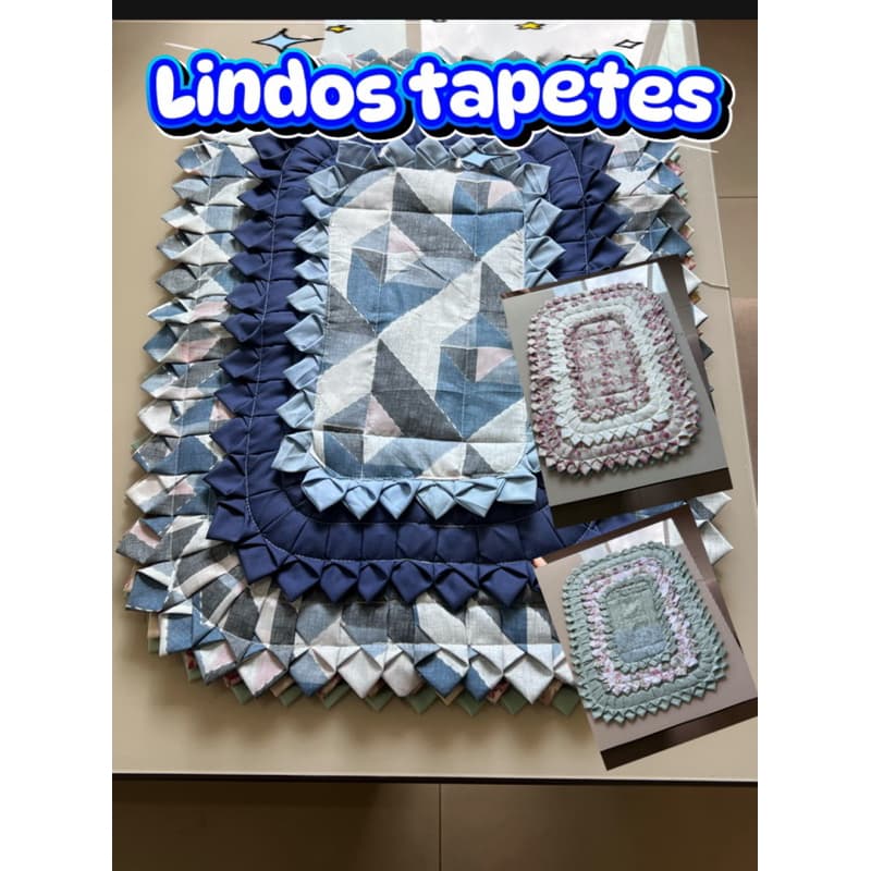 tapete retalho bordado de cozinha e banheiro