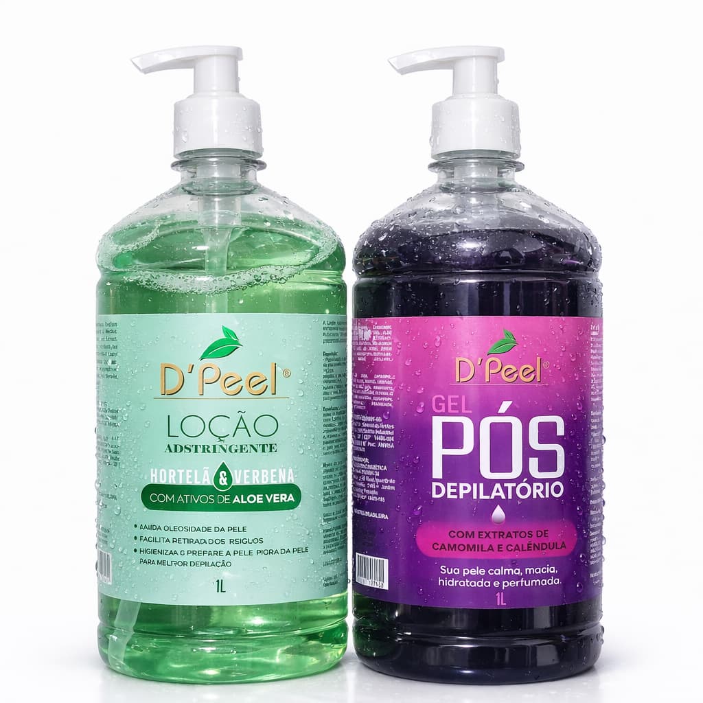 Dpeel Loção Adstringente Pré Depilatório 1 Litro + Gel Pós Depilação Acalma a Area Depilada 1.000ml
