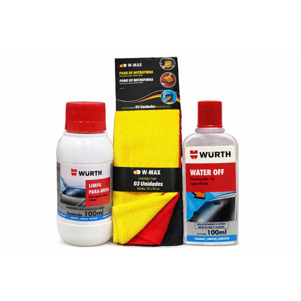 Kit Water Off + Limpa Para-Brisa+ Pano Microfibra 3 unidades - Wurth