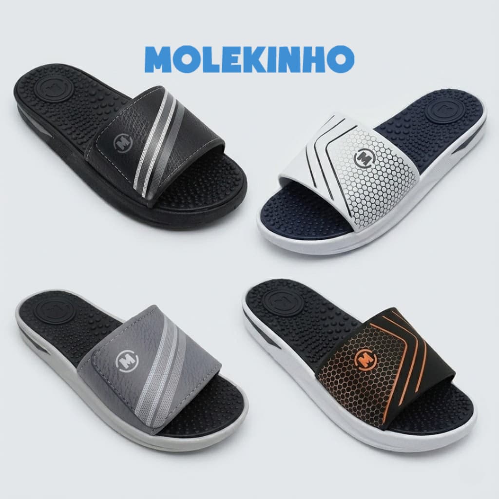 Chinelo Infantil Molekinho Slide Menino Confortável Leve Casual Dia a Dia Original