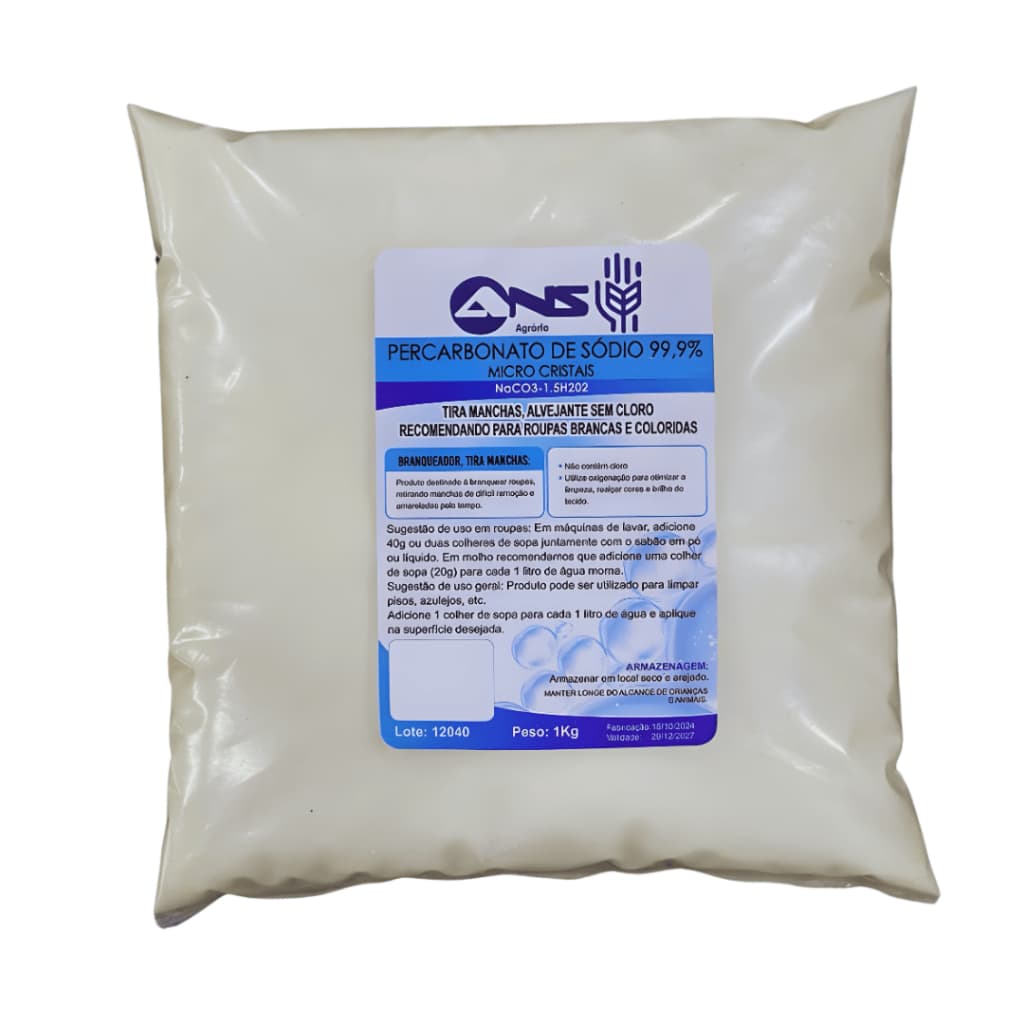 Percarbonato de Sódio alvejante tira manchas clareador de roupas 1kg , limpeza geral