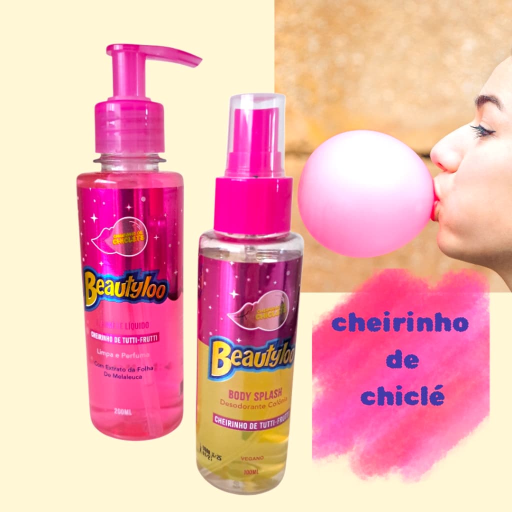 Kit Beauty Loo Tutti Frutti – Body Splash 100ml + Sabonete Líquido 200ml -Cheirinho de Chiclete