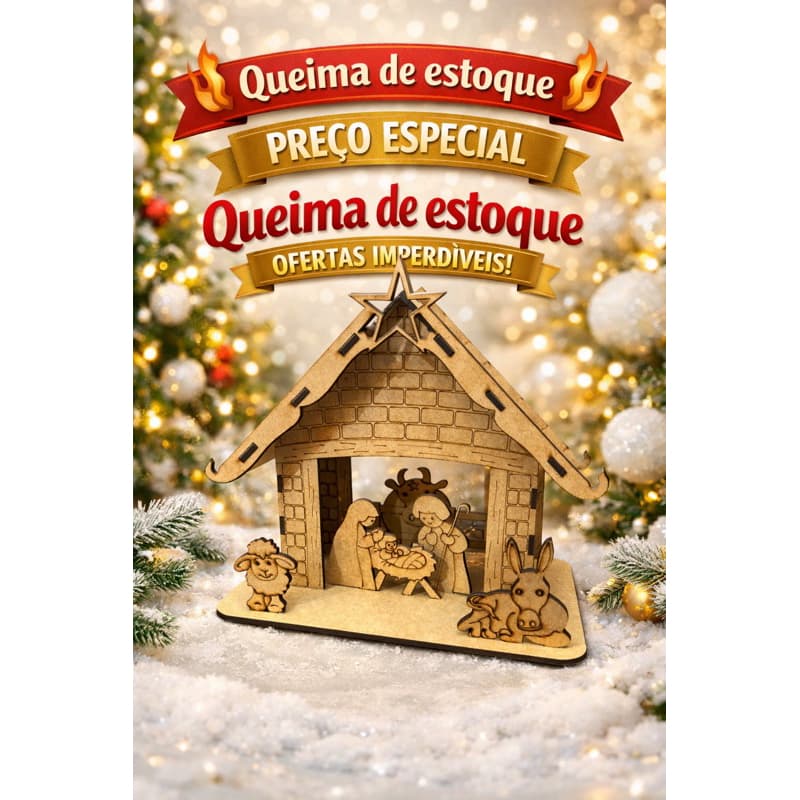 Presépio de Natal em MDF Cru decoração natal