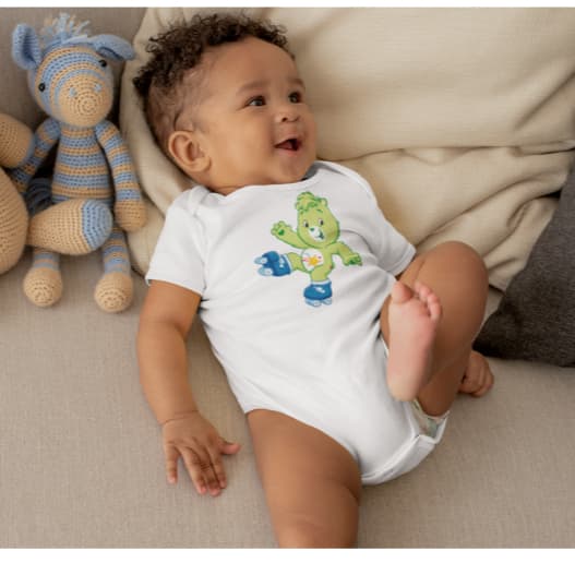 Body infantil ursinho carinhosos VERDE com vies cinza