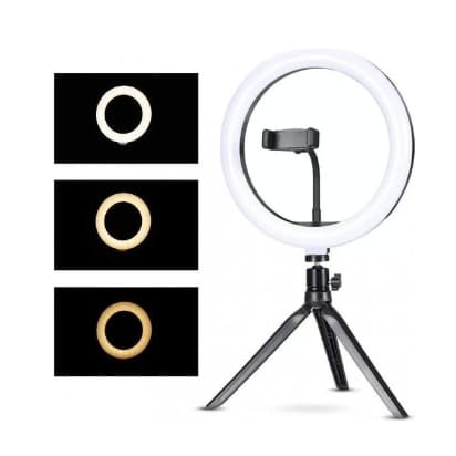 Ring Light Iluminador LED 8 Polegadas com Tripé e Suporte para Celular