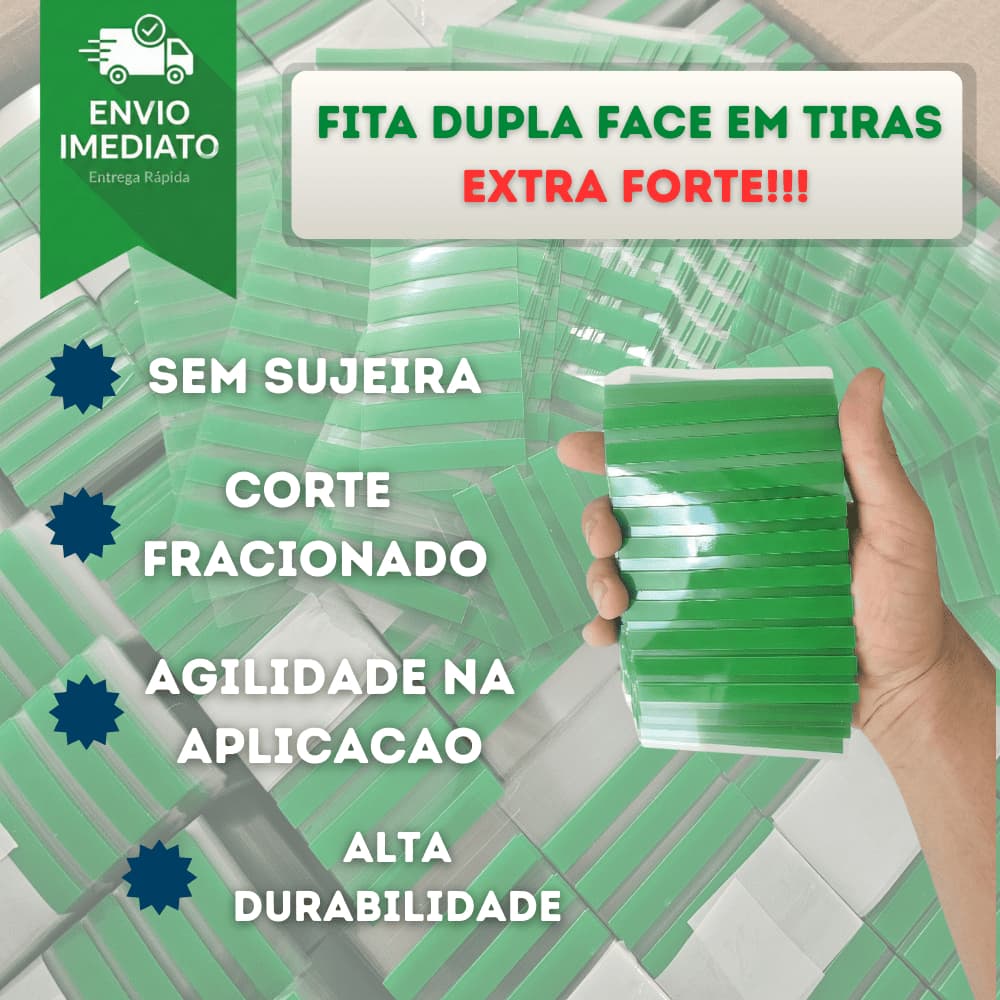 Fita Dupla Face Verde Extra Forte Adesiva para Painel Ripado Cabeceira Placa PVC (ENVIO FULL)