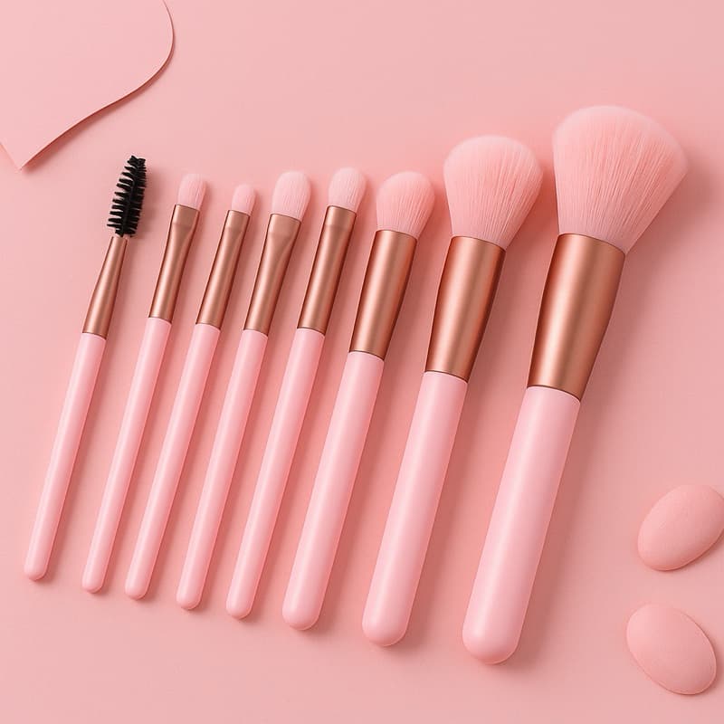 Kit com 8pcs de Pincéis de Maquiagem Profissional – Cerdas Macias