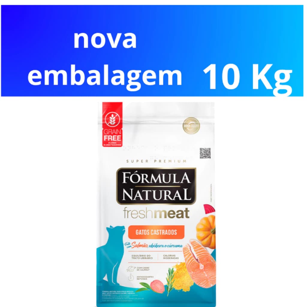 Ração Fórmula Natural Fresh Meat Gatos Castrados Sabor Salmão 10kg