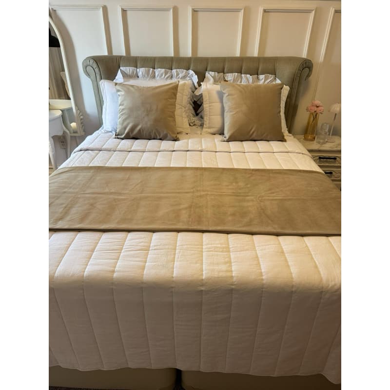 Kit Peseira Dupla Face + 2 Capas de Almofadas Veludo Cama Casal Queen King