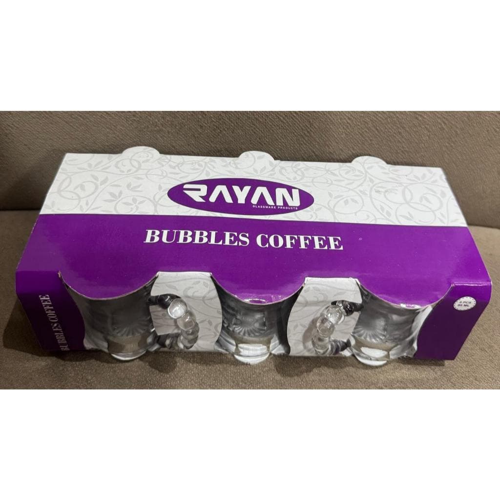 Jogo De Xícaras Café De Vidro 85ml Transparente 6 Peças Bubbles Coffee