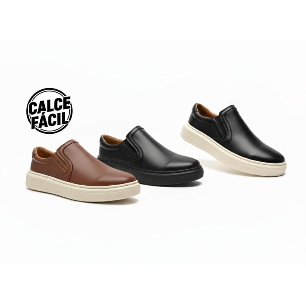 Kit 3 Pares Tênis Iate Slip On Masculino Sola Micro Calce Fácil Casual Confortável Leve Caminhada Trabalho