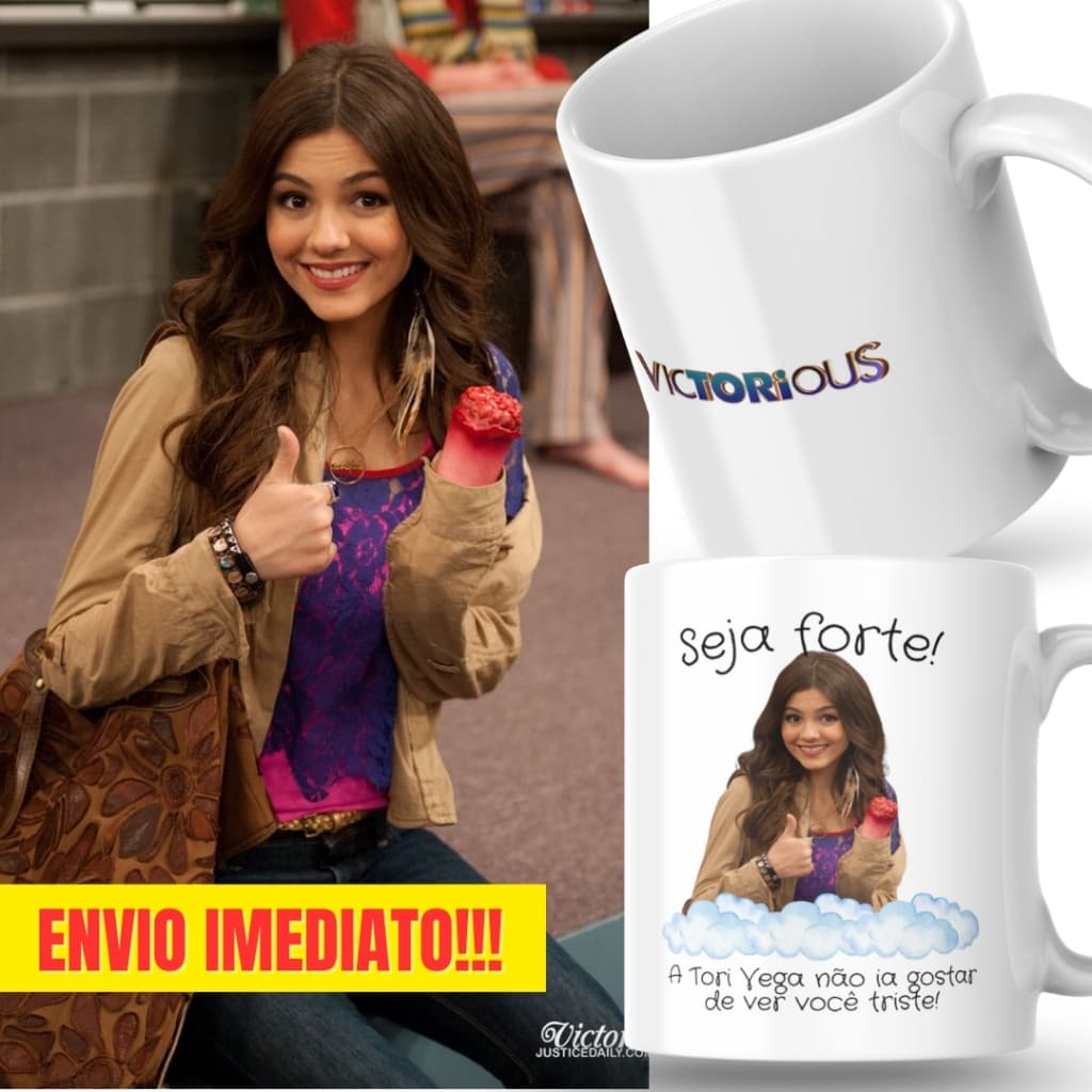 Caneca Xicara Porcelana 325ml Seja Forte Brilhante Victoria Personalizada Presente Decoração Casa